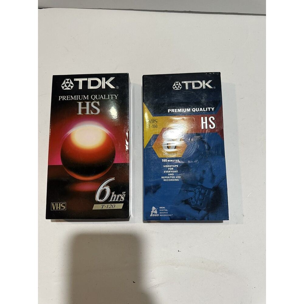 lot of 2 TDK PREMIUM QUALITY HS‎ 6 HOURS and 8 hour VHS BLANK TAPE SEALED NEW